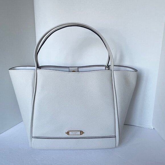 Kate Spade Gramercy Extra Large White Tote Pebbled Roomy Soft Shoulder Bag - Picture 2 of 11